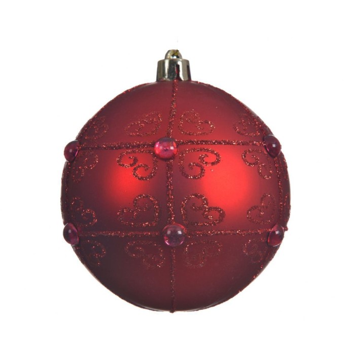 SFERA ROSSA D8 CON PERLE RICAM